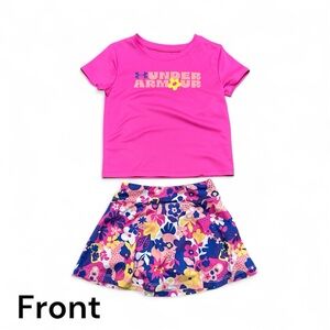 Under Armour Bright Pink Tee and Floral Skirt